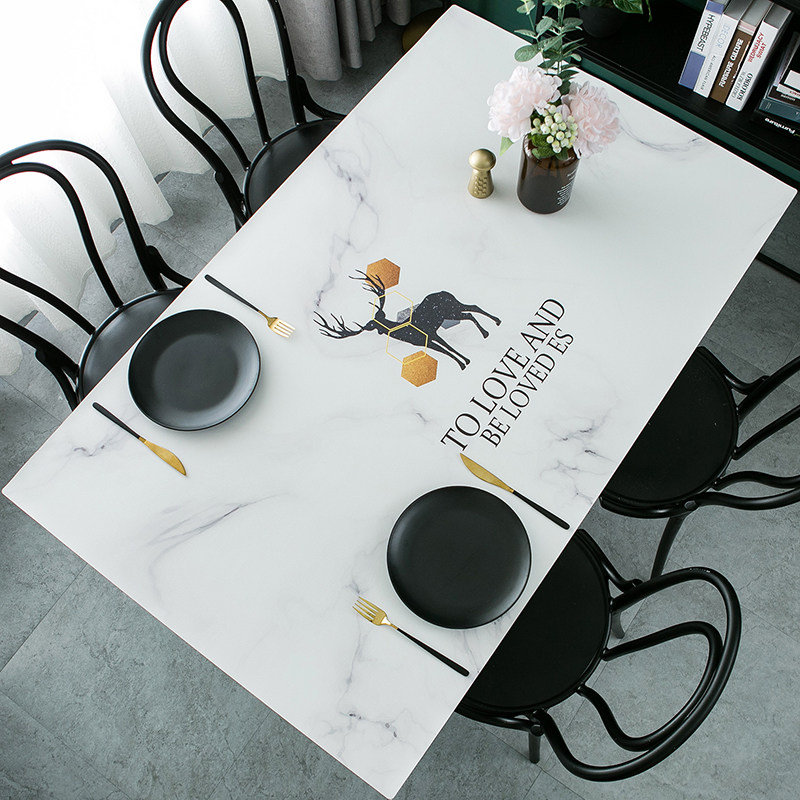 Nordic tasteless tablecloth waterproof, oil-proof, scald-proof, wash-free, non-slip leather coffee table mat, light luxury pvc soft glass