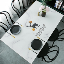Nordic tasteless dining tablecloth waterproof and oil-proof non-washing non-slip leather coffee table table mat light luxury PVC soft glass