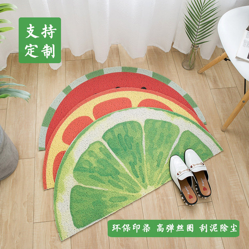 Entrance silk circle floor mat semicircle creative kitchen bathroom home living room entry mat non-slip Korean floor mat carpet