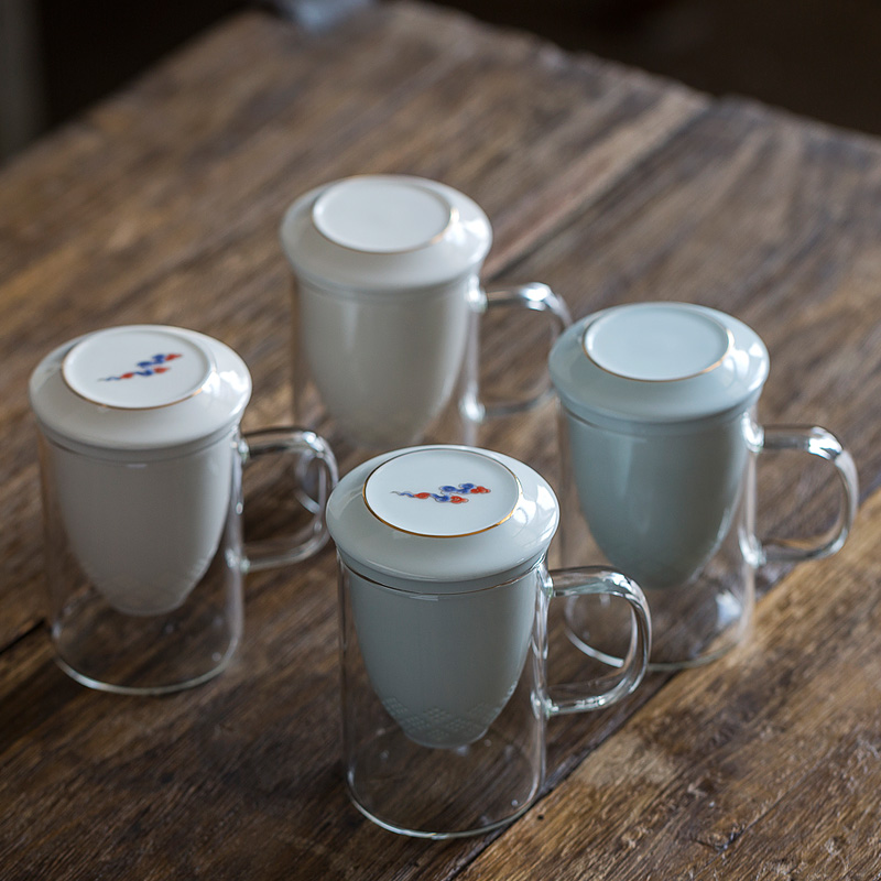 Tang s heat - resistant glass ceramic cups bladder mark cup with cover household glass filter glass office