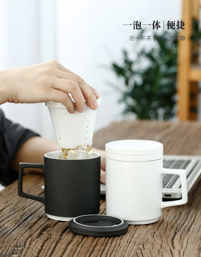 Tang s office creative ceramic tea cup with cover filter domestic large capacity separation of tea keller cup