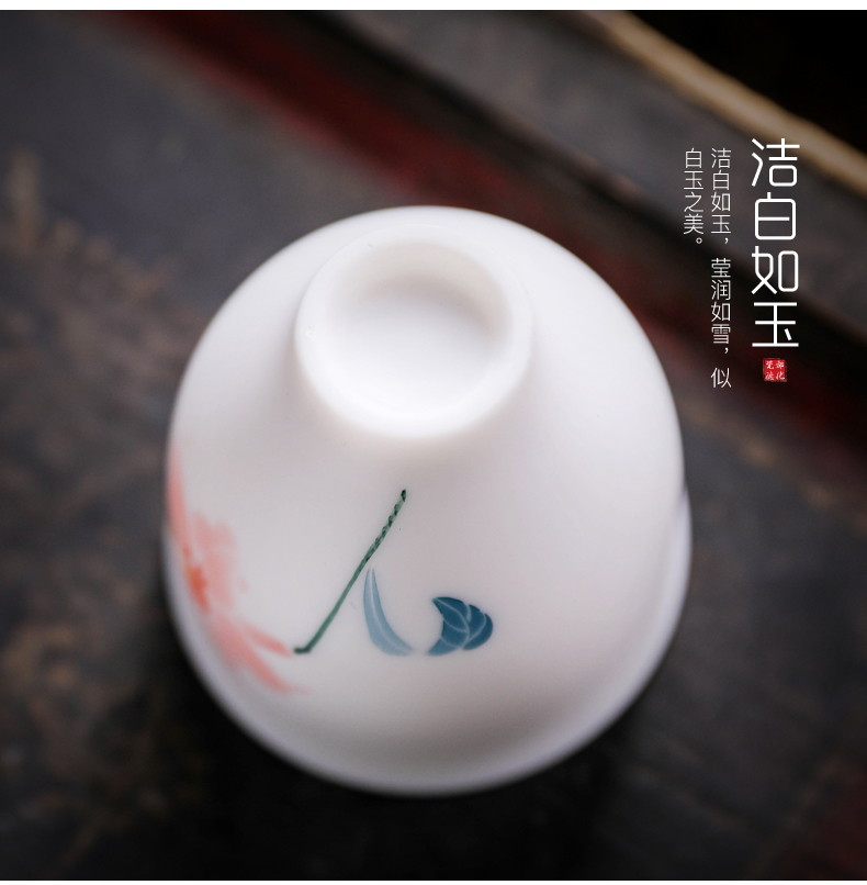 Don difference up hand - made ceramic cups sample tea cup dehua white porcelain personal cup thin foetus master cup creative kung fu tea set