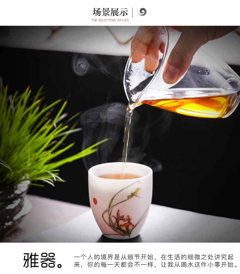 Don difference up Chinese wind master cup of dehua white porcelain ceramic cups kung fu tea large single hand tea cups of tea