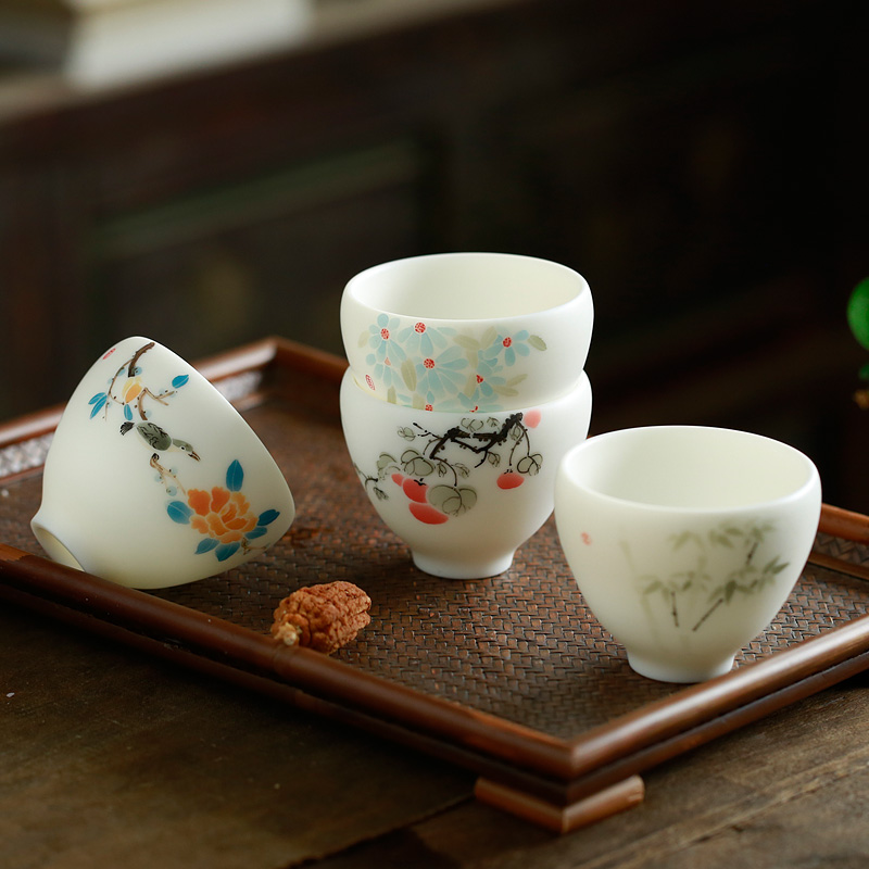 Tang s wealth of hand - made of ceramic masters cup kung fu tea cups dehua white porcelain teacup jade porcelain sample tea cup