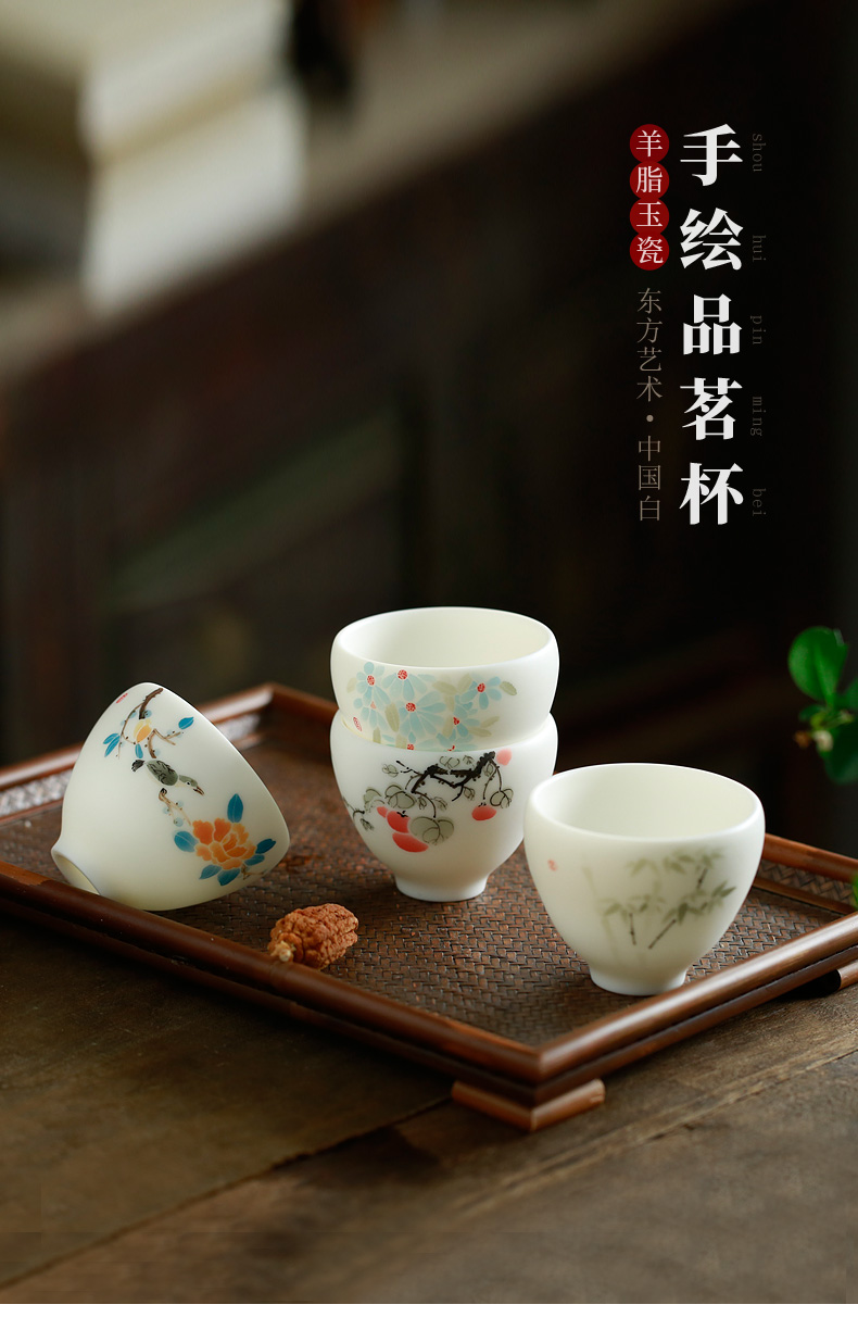 Tang s wealth of hand - made of ceramic masters cup kung fu tea cups dehua white porcelain teacup jade porcelain sample tea cup