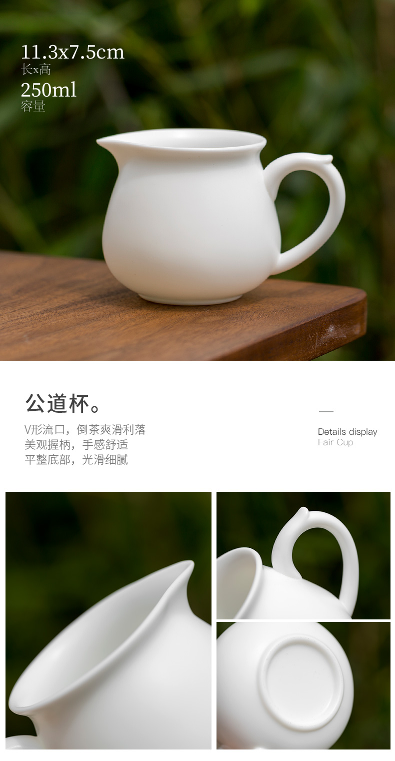 Tang s suet jade beauty tea pot lid bowl suit dehua white porcelain six people kung fu tea set ceramic household