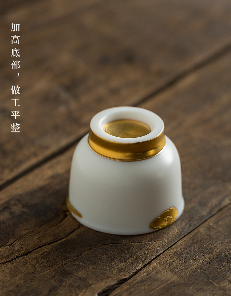 Don difference up 24 k gold and gold cup white porcelain ceramic masters cup cup of dehua porcelain office with personal jade cup