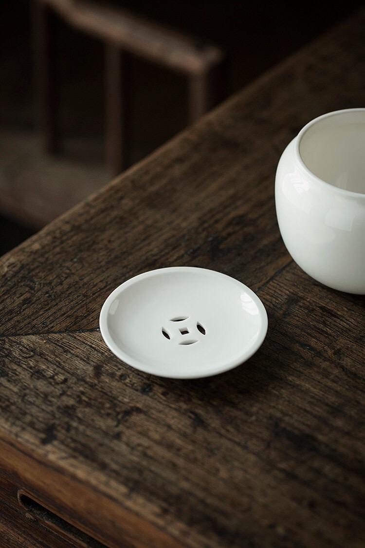 Tang dehua white porcelain tea wash water, after the household Japanese have the ceramic cover small built water tea accessories tea taking with zero