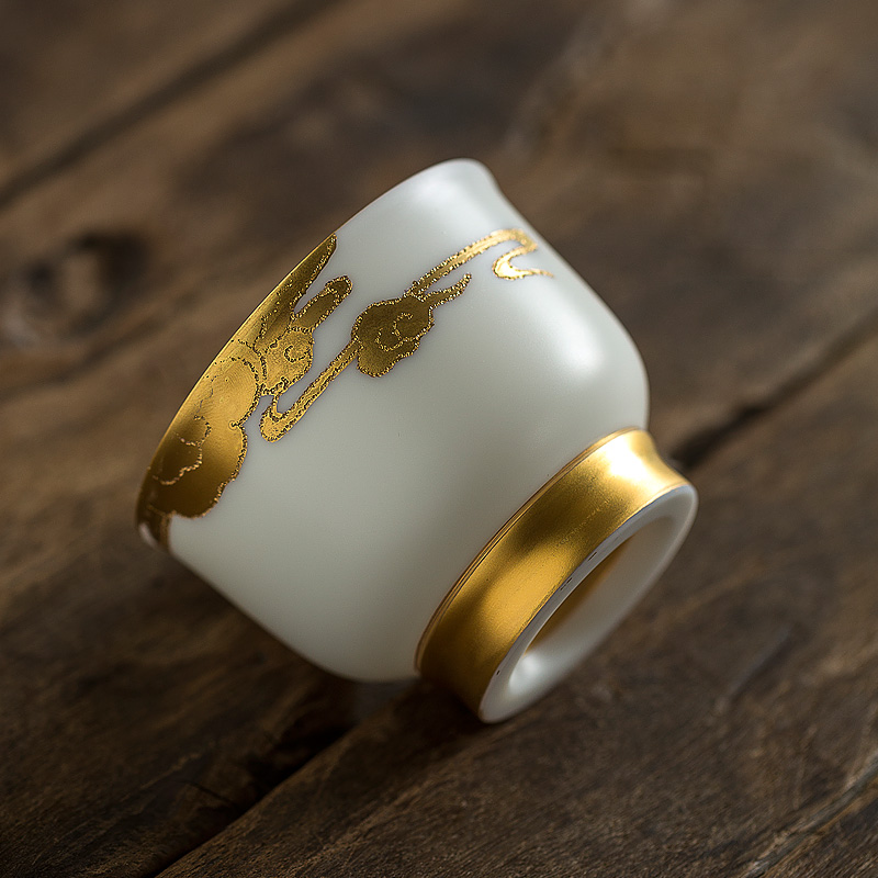 Don difference up 24 k gold and gold cup white porcelain ceramic masters cup cup of dehua porcelain office with personal jade cup