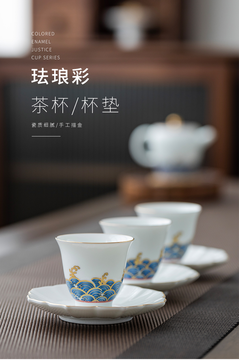 Don difference up colored enamel kung fu tea set grilled ceramic flower master cup single cup tea cup master cup bowl