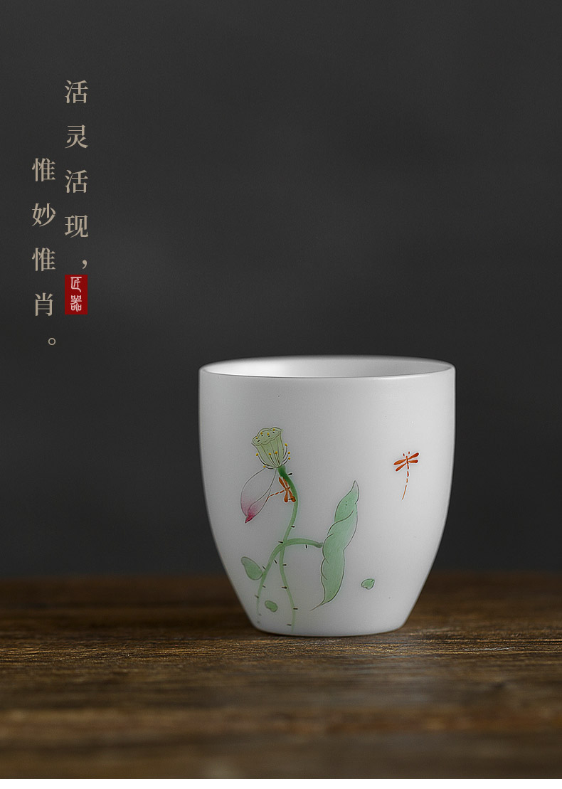 Don difference up hand made lotus suet jade white porcelain sample tea cup of household ceramics kung fu tea cups master fragrance - smelling cup
