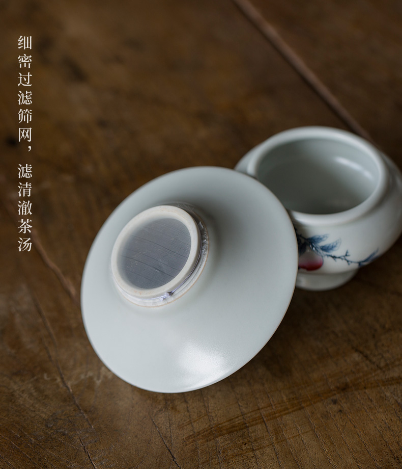 Tang s antique peach) set of ceramic tea set filter with the base of Japanese tea taking kung fu tea accessories