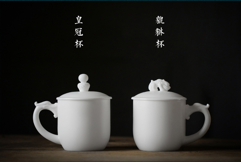 Tang s dehua white porcelain office manually glass tea cup mark cup boss personal cup meeting sample tea cup