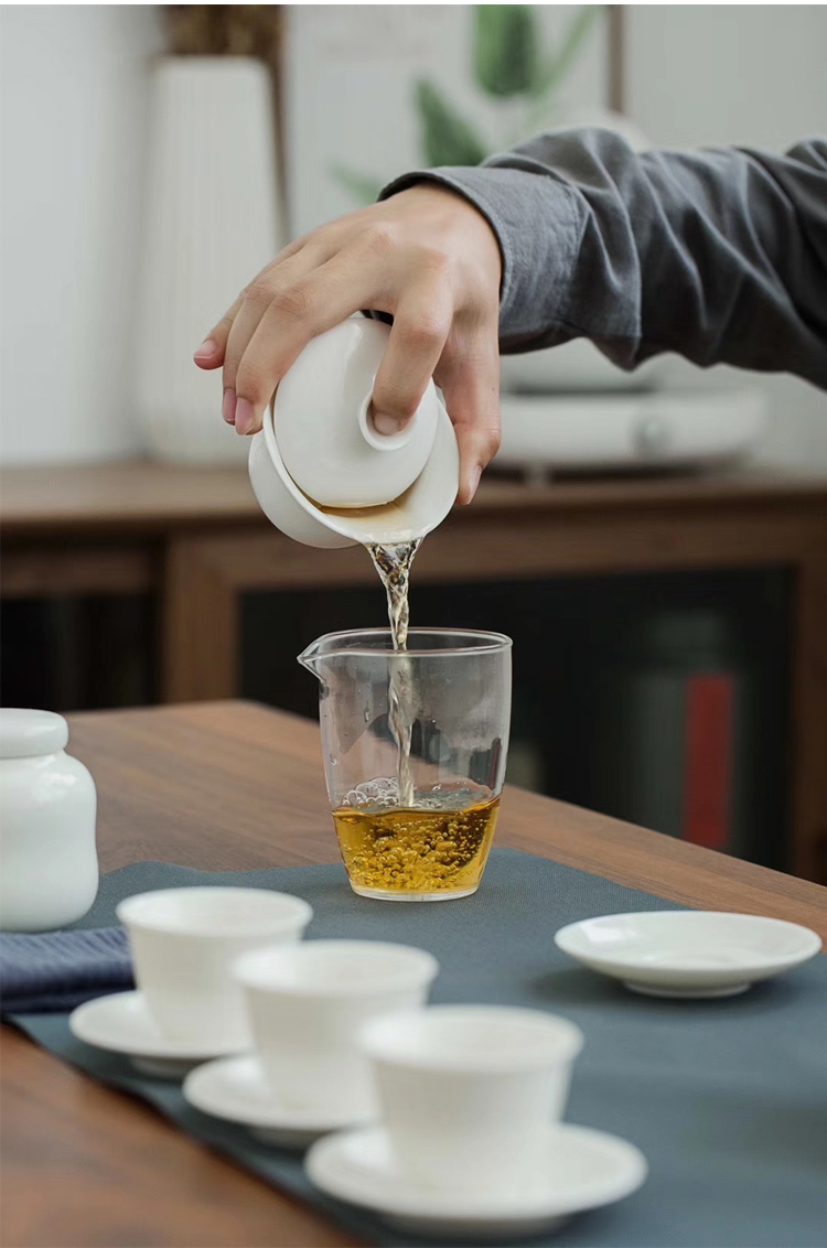 Don difference up travel ceramic tea set suit portable bag white porcelain kung fu tea set of office home tea art would