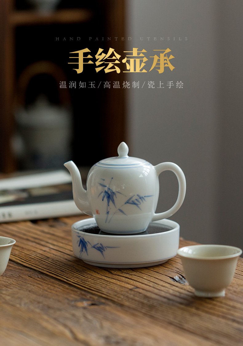 Don difference up LAN make up hand - made white CiHu bearing supporting it the teapot household kung fu tea accessories teacup pad dry terms