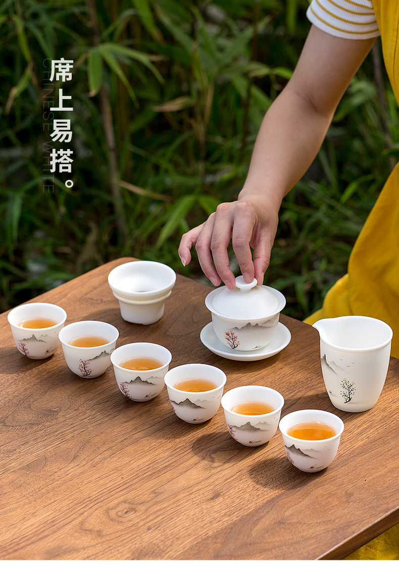 Tang s hand - made ceramic masters cup single cup "women 's singles a kung fu male sample tea cup household dehua white porcelain cups