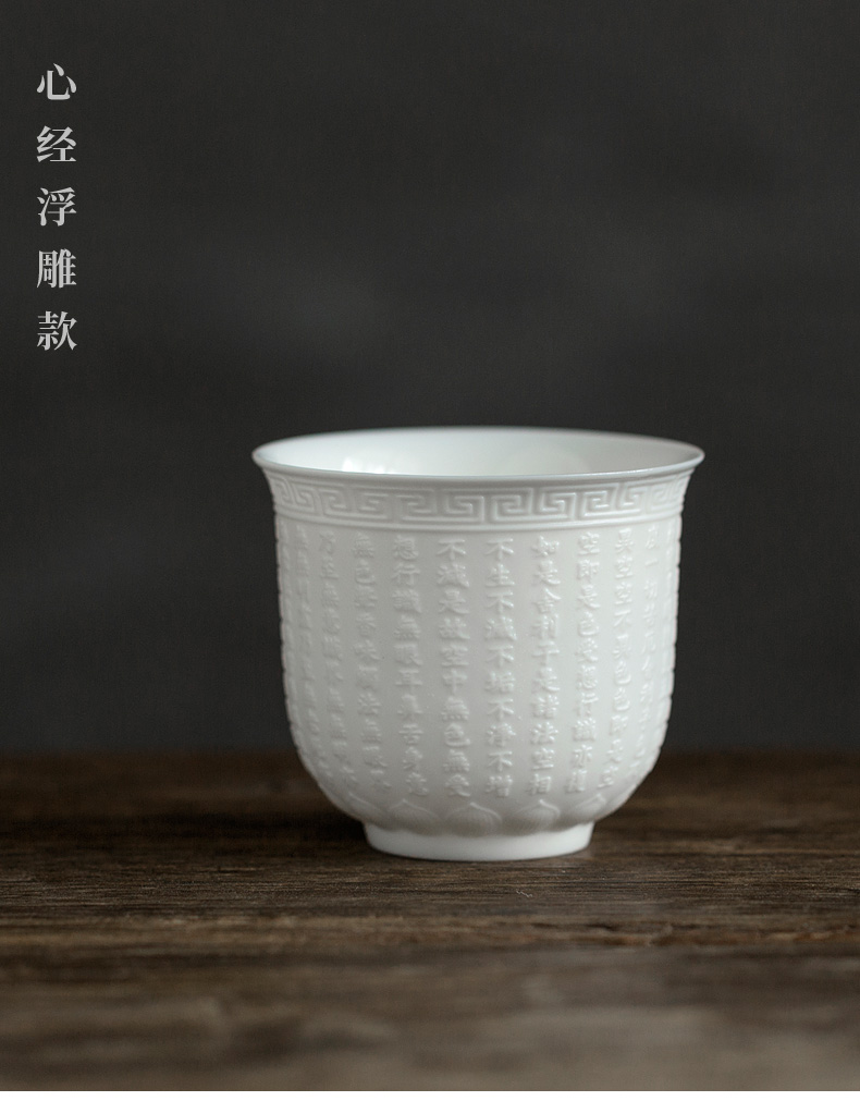 Tang dehua white porcelain shed buford cup kung fu tea cups manual sample tea cup heart sutra large master cup ceramic cup