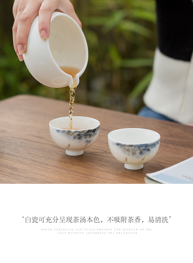 Tang s hand - made of ink painting masters cup single tea cup, kung fu tea set ceramic bowl sample tea cup white porcelain cups