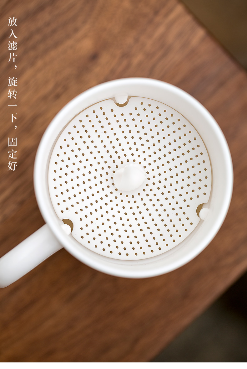 Don difference up suet jade white porcelain ceramic cups with cover spacers separation filter hole tea office home flower tea cups