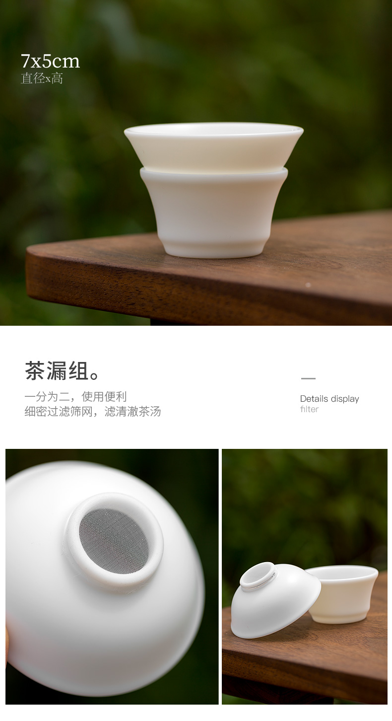 Tang s suet jade beauty tea pot lid bowl suit dehua white porcelain six people kung fu tea set ceramic household