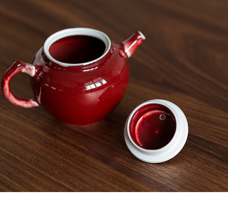 Don difference up ruby red glaze teapot household contracted individual office kung fu tea tea against single pot of hot tea