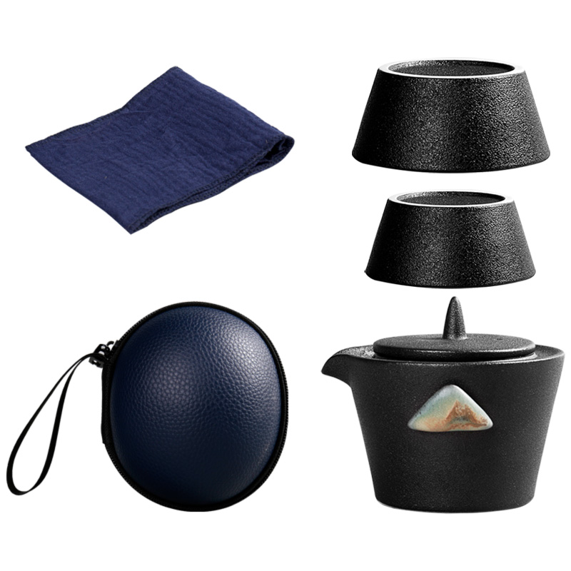 Don difference up color glaze painting crack ultimately responds a pot of two cups of coarse pottery is suing portable travel tea set ceramic kung fu office