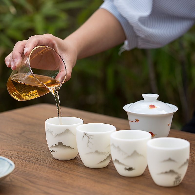 Don difference up jiangnan hand - made suet jade dehua white porcelain cup single cup of tea service master cup ceramic sample tea cup