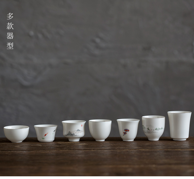 Don difference up dehua white porcelain ceramic cups kung fu tea masters cup manual small sample tea cup fragrance - smelling cup men 's and' s single CPU