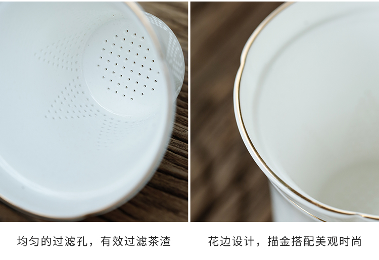 Tang's white porcelain crack cup tea caddy fixings home office travel to crack cup cup with filter tea set