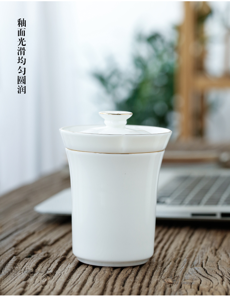 Tang's white porcelain crack cup tea caddy fixings home office travel to crack cup cup with filter tea set