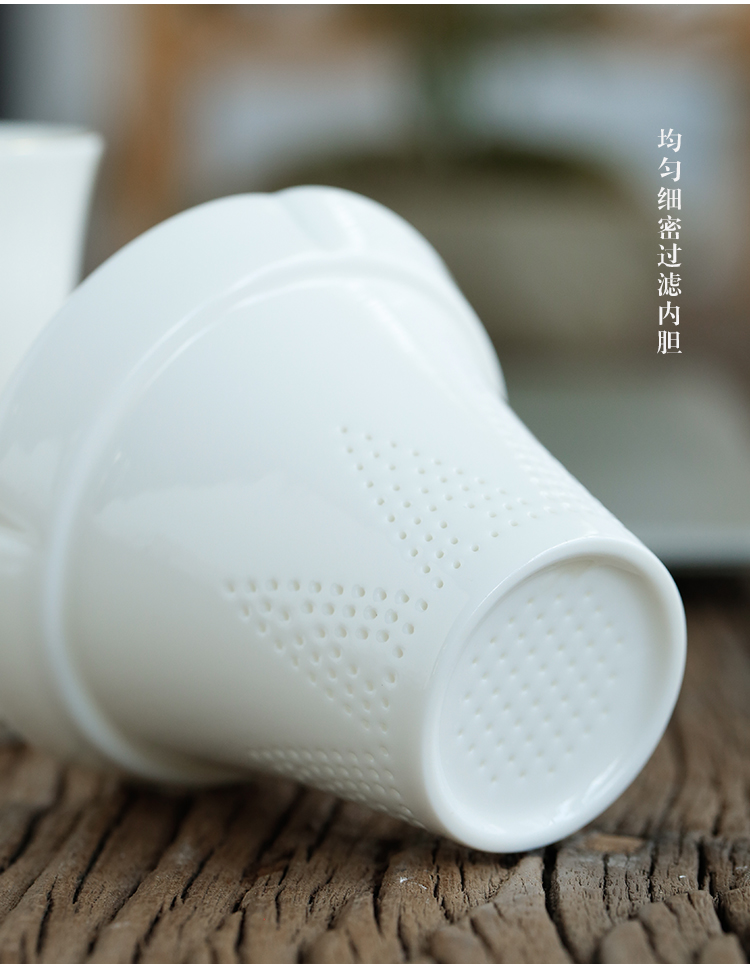 Tang s contracted white porcelain ceramic cups portable crack cup filter with cover household travel office tea cups