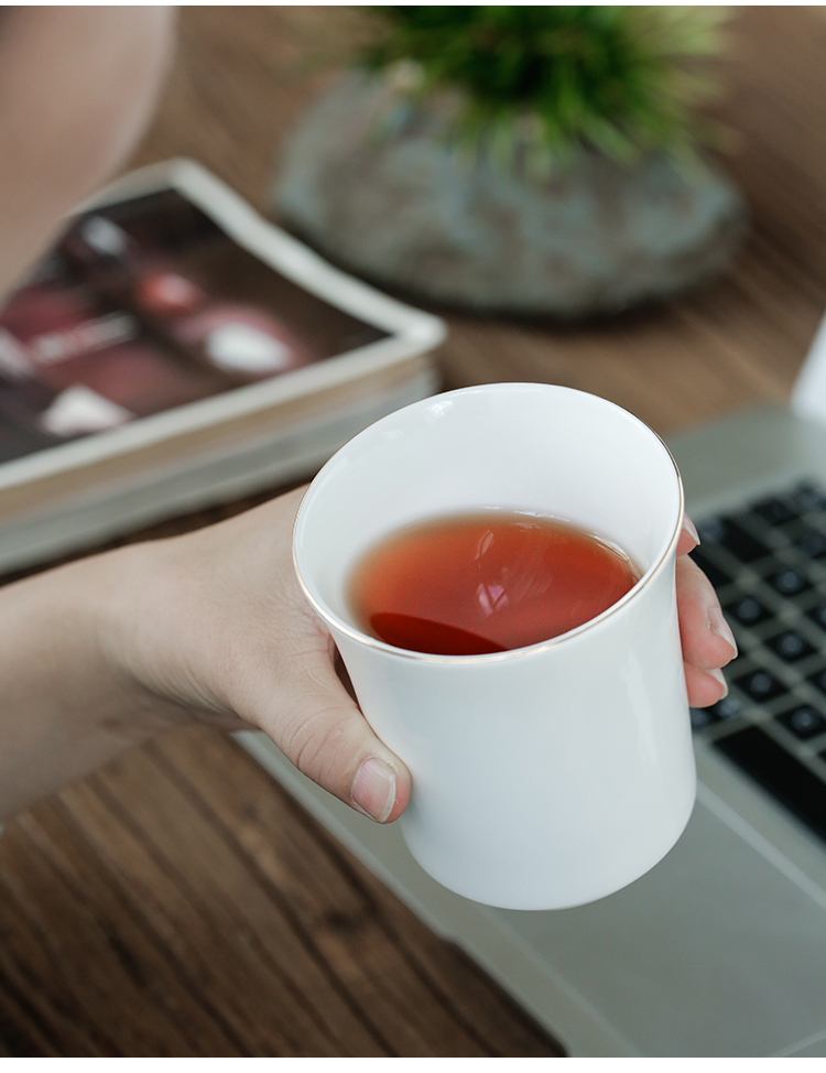 Tang's white porcelain crack cup tea caddy fixings home office travel to crack cup cup with filter tea set