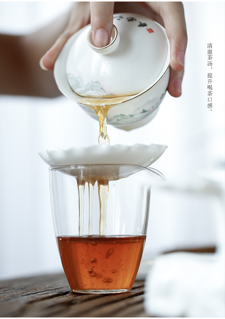 Don difference up dehua white porcelain ceramic filters filter creative kung fu tea accessories jade porcelain tea they make tea