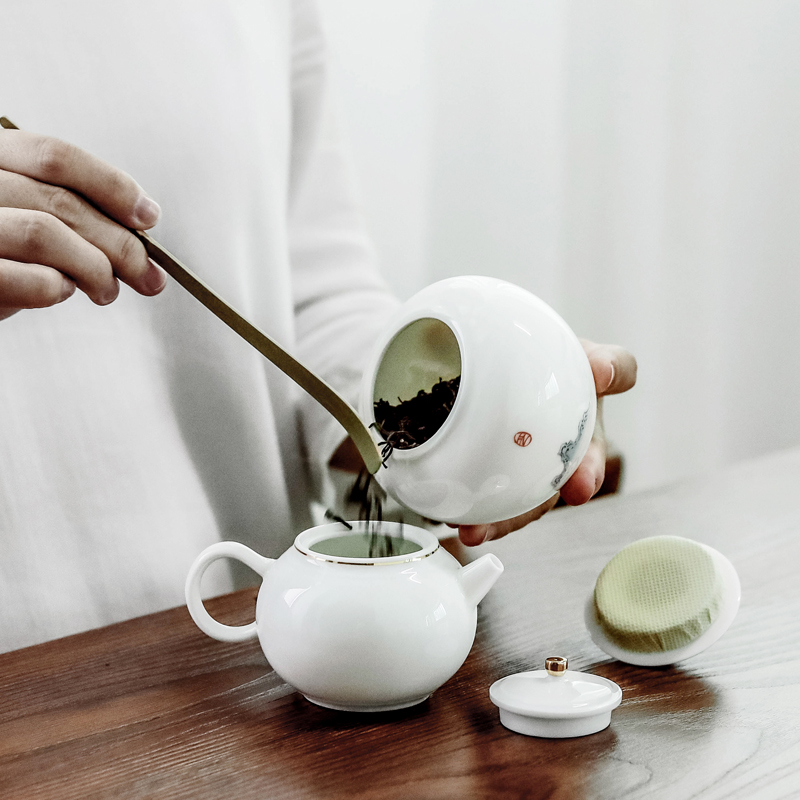 Green tea caddy fixings shed li jiang tang, camellia storehouse ceramics small mini portable home tea storage sealed as cans