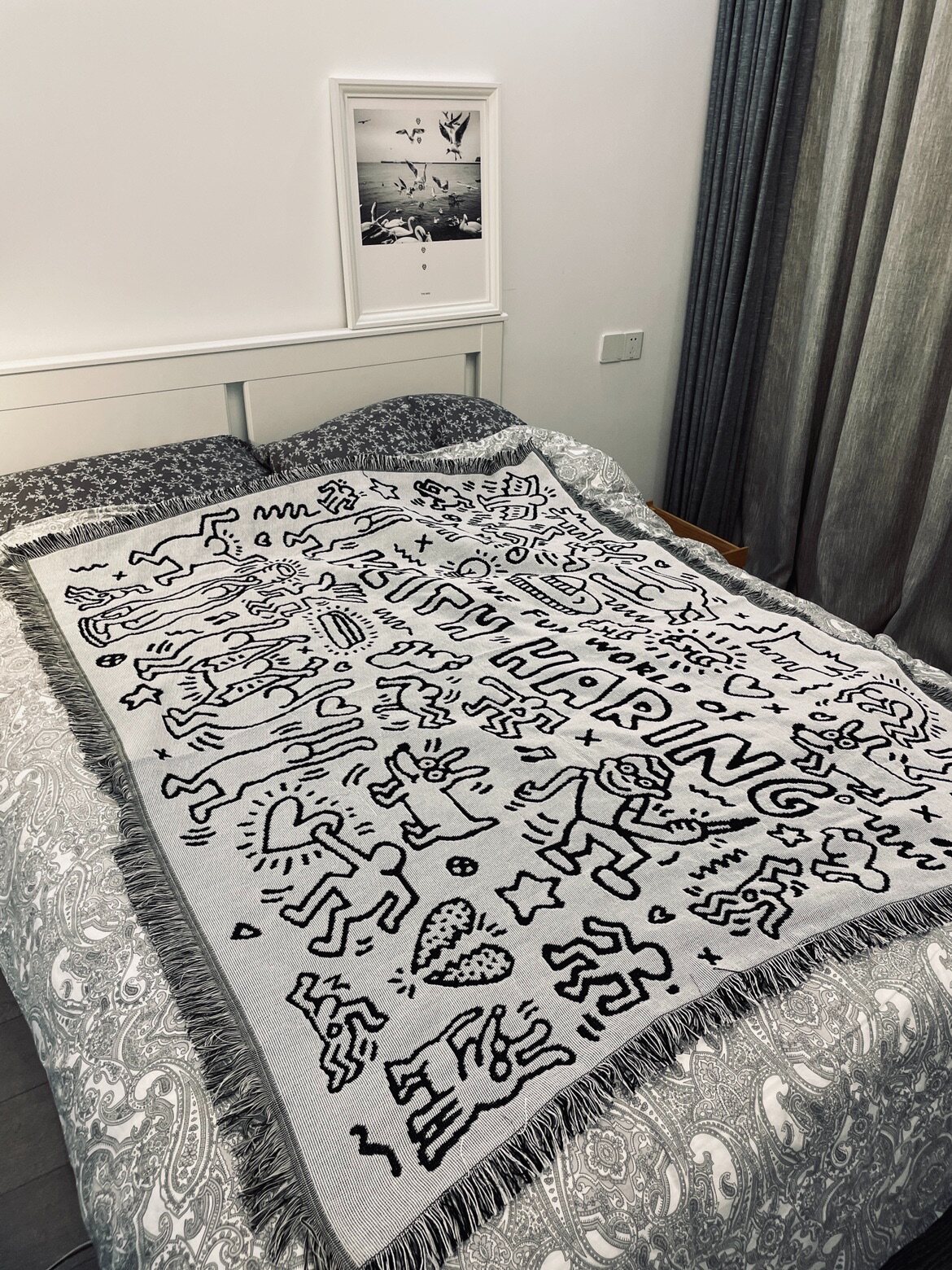 Гобелен 涂鸦大师 凯斯哈林 keith haring个性运动卡通毯沙发毯四季多用毯