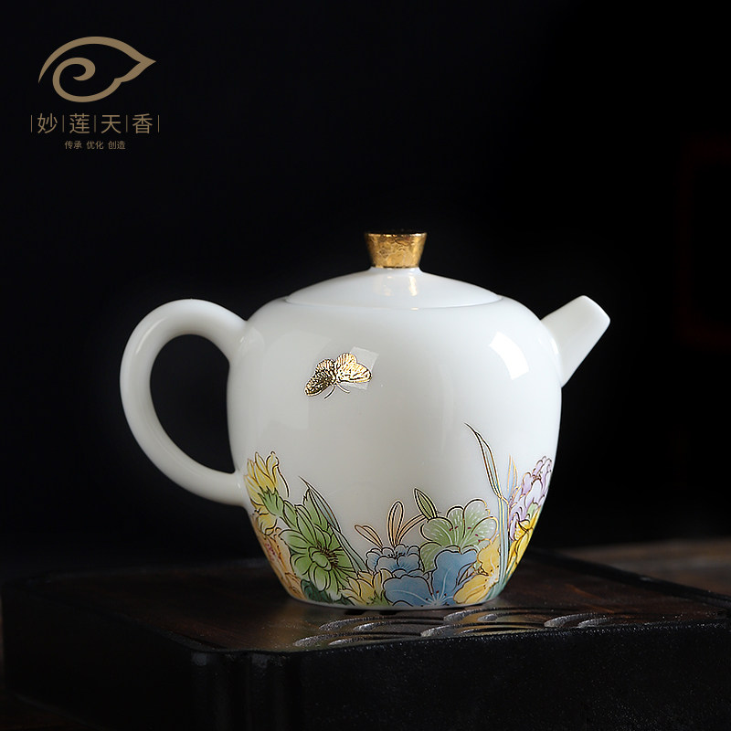 Inexplician Sky Fragrant White Porcelain Teapot Single With Lid Tea Water Pot Handmade Kongfu Tea With Ceramic Small Tea Pot Gift Box