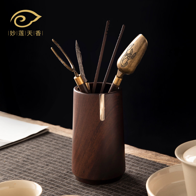Wonderful Lotus-scented solid wood black sandalwood Pear Wood Aluminum Alloy Tea Dauf's Gongfu Tea Accessories Home Tea Clip