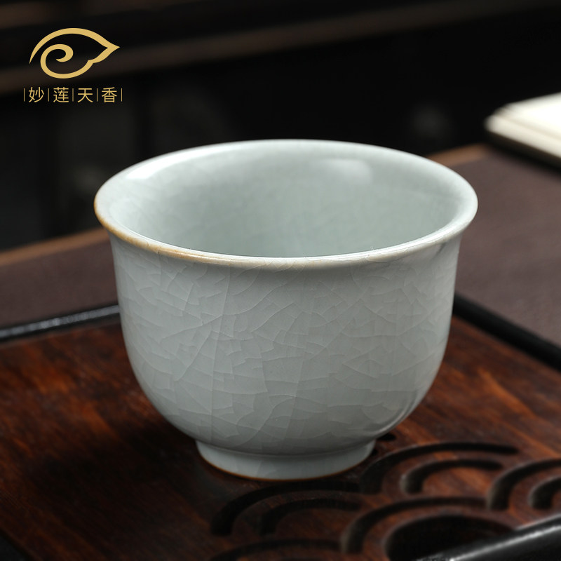 Inexplicable Tianlian Artisanal Ru Kiln Master Cup Opening of Nourishing Ceramic Tea Cup Tasting Cups Tea Breeders glass upscale