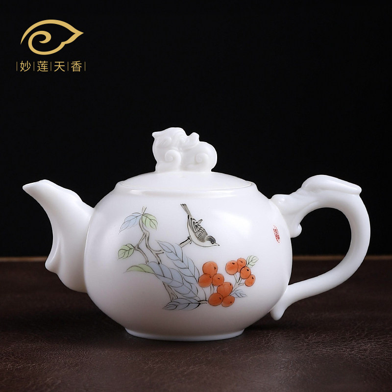 Mailan Tianxi Hand - drawn ceramic things like a pot of dehua teapot teapot teapot room household ballhole