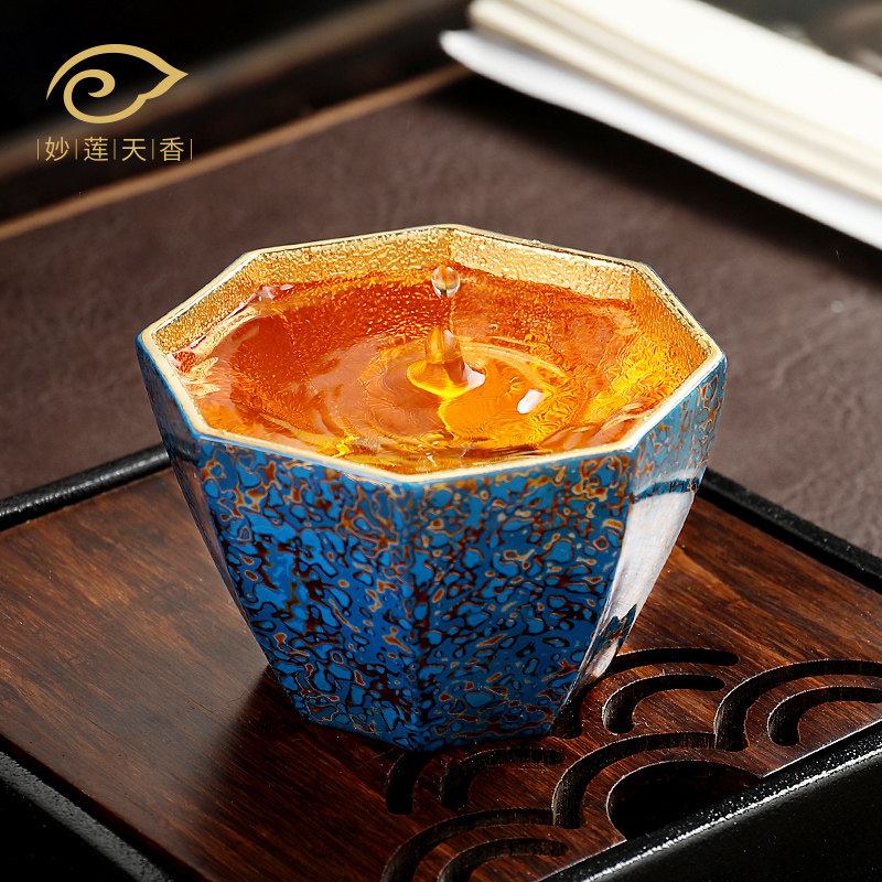 Wonderful Lotus scents Purple Sand handmade Gold Big Lacquer Master's Cup Single Tasting Cup Anise Gold Cup Teacup Tea