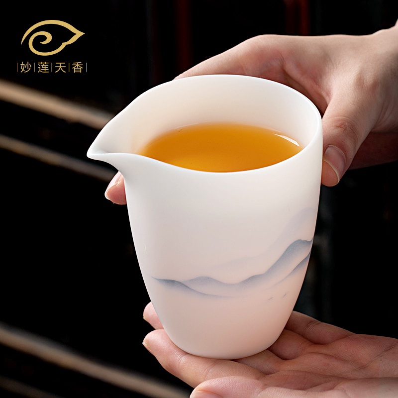 Inexplicable Liam Goat Grease Jade Porcelain < Zen Jingang > Fair Cup 250ml Defied White Porcelain Hand-painted Public Cup