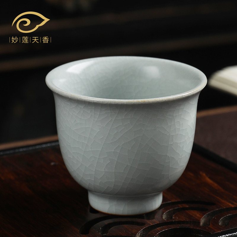 Wonderful lotus-scents handmade Ru porcelain iron tire powder Qingling style cup Master's cup of tea drinking cup personal teacup single cup men and women