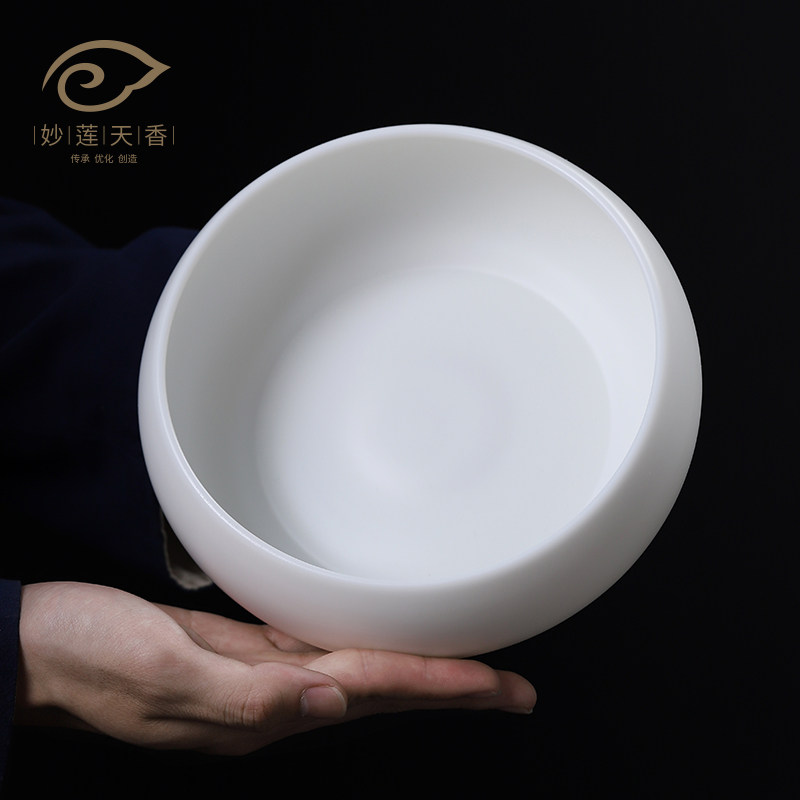 Inexplicable sky scented white porcelain tea wash large number household water spittoon goat fat jade cup wash extra-large handmade tea track zero fit