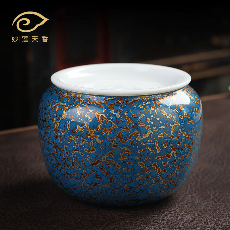 Inexplicable sky scented white porcelain large lacquer bronze bowl built water pelvis tea washing tea water cylinder tea residue cylinder tea pall for household