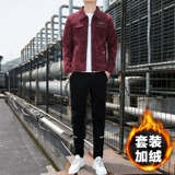 Спортивный комплект, вельветовая мужская утепленная куртка для отдыха