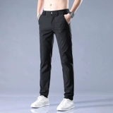 Мужские шелковые летние штаны, тонкий приталенный универсальный дышащий быстросохнущий комбинезон, свободный прямой крой