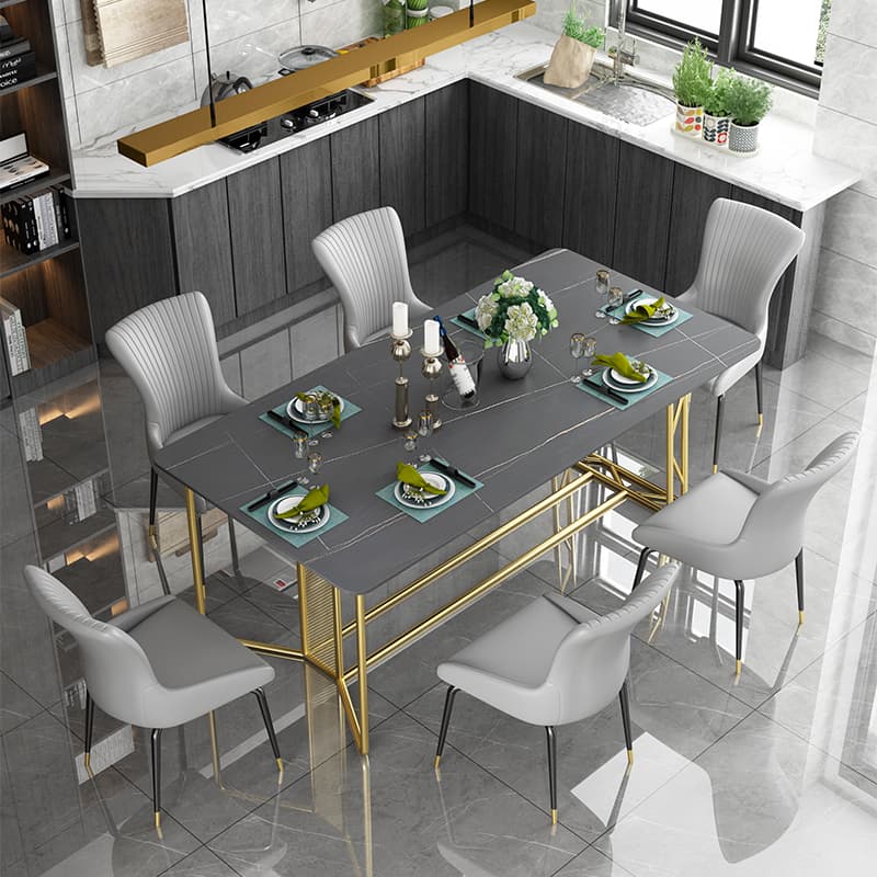 Nordic Dining Table And Chairs Group Home With Modern Minimalist Rock Plate Light Extravagant Dining Table Rectangular Marble Table Small Family Style