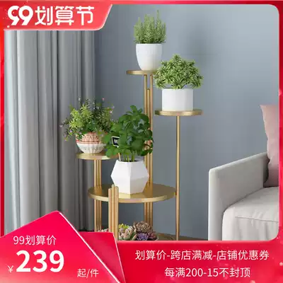 Nordic living room light luxury interior decoration floor-standing fancy shelf modern simple shelf multi-layer ornaments flower pot stand