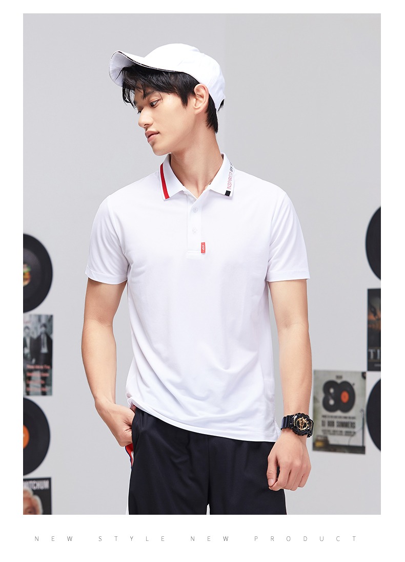 Áo thun nam tay ngắn Xtep 2019 mùa xuân mới thoáng khí thoải mái áo sơ mi kẻ sọc thời trang nam - Áo polo thể thao áo polo đen