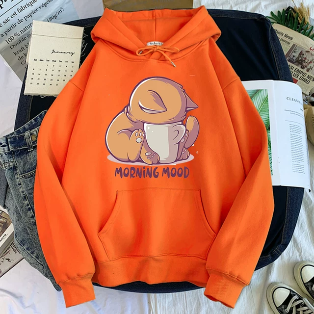 [Худи kawaii кот Cartoon Print женское худи с капюшоном]